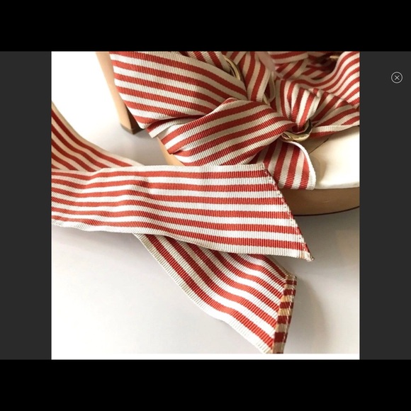 Coach Striped Ribbon Ankle Wrap Mules - Picture 3 of 4